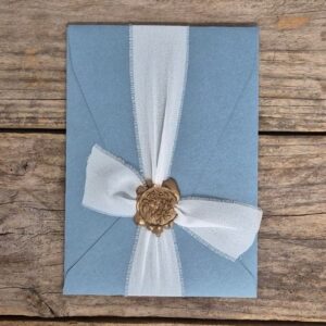 partecipazioni matrimonio rettangolare azzurro con 2 inviti